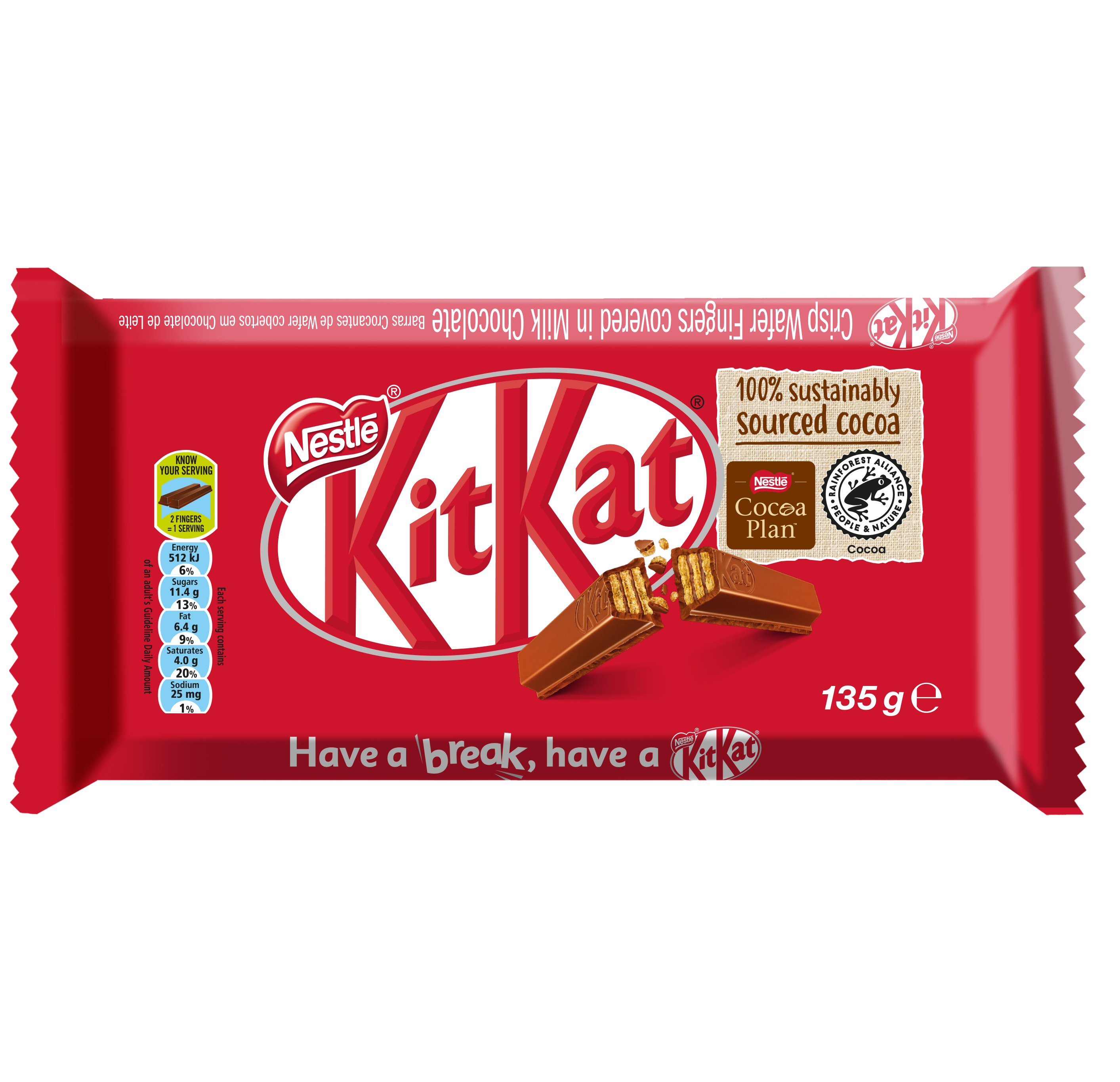 KitKat 11 Finger Milk Chocolate Slab 135g - front