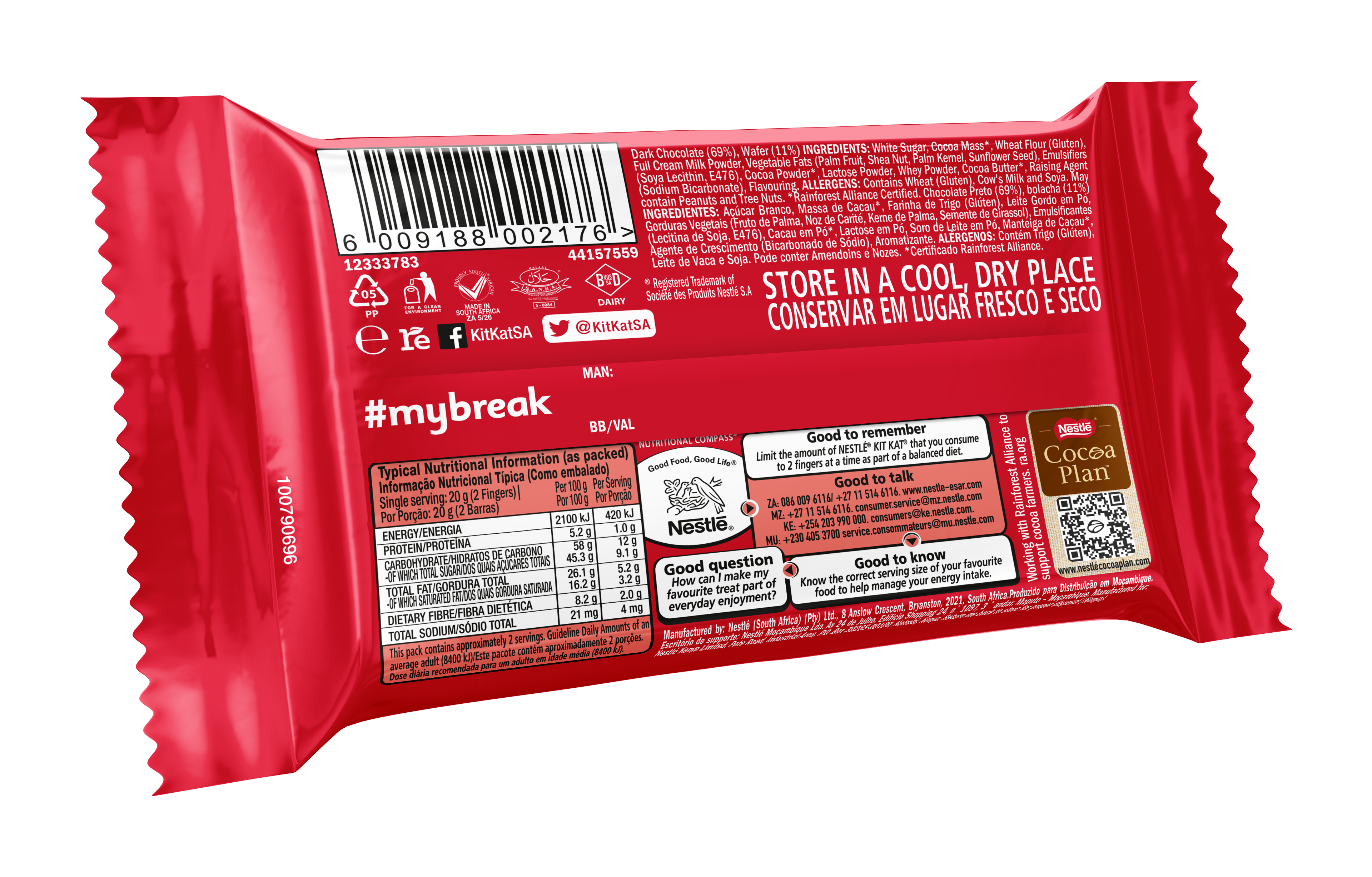 KitKat 4 Finger Dark Chocolate Bar 41.5g - back