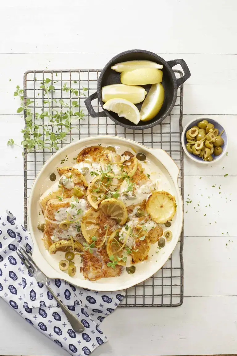 Linefish with Creamy Lemon and Caper sauce