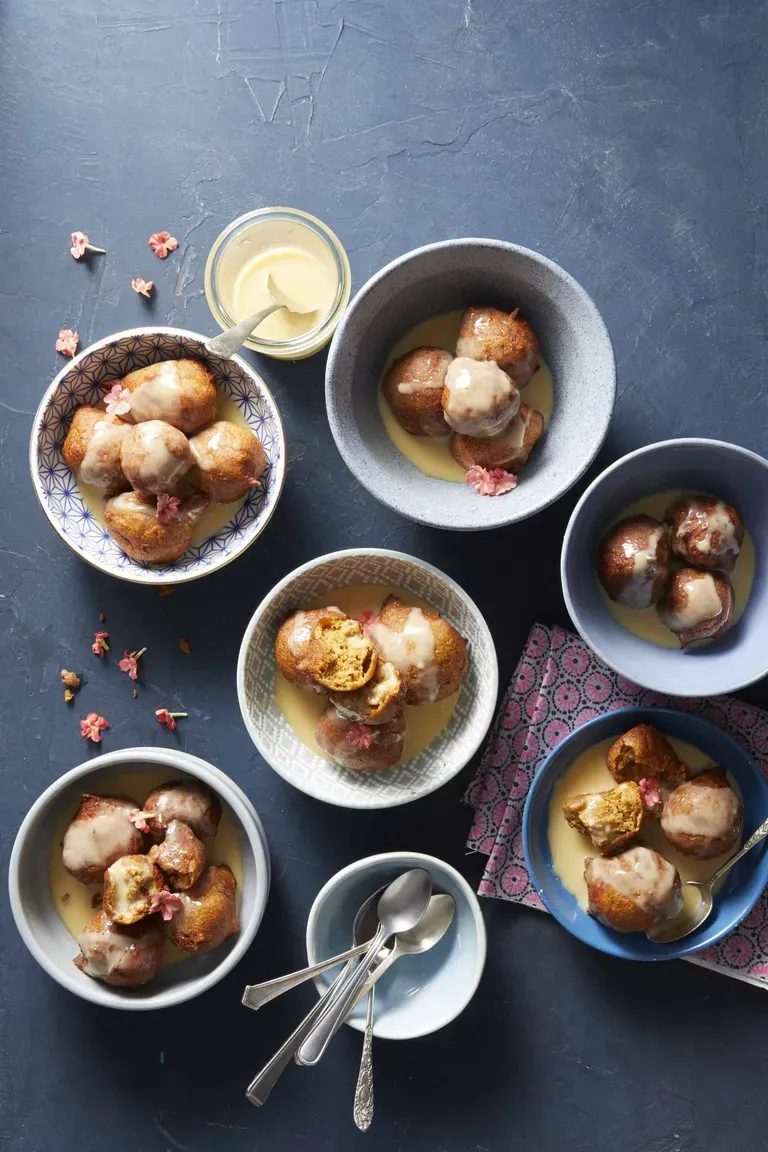 Pumpkin Vetkoek with Caramel Sauce