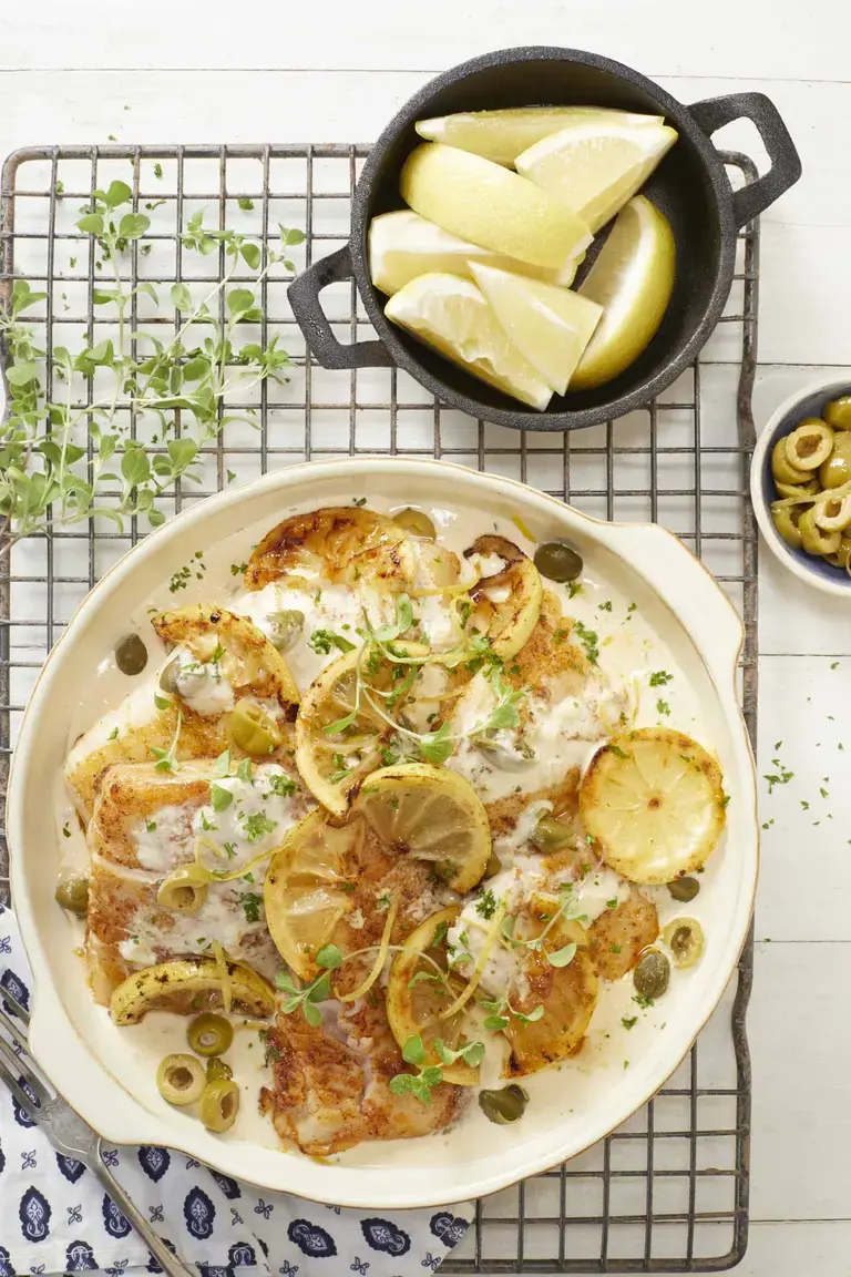 Linefish with Creamy Lemon and Caper Sauce