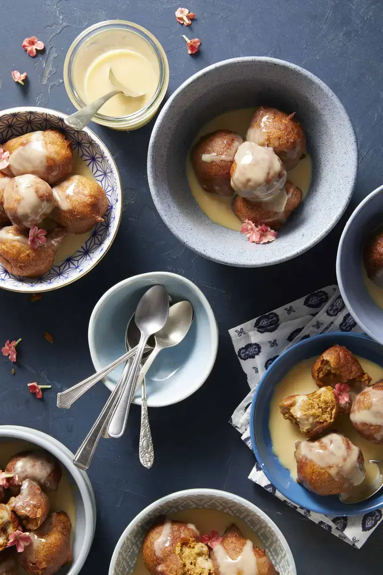 Pumpkin Vetkoek with Caramel Sauce