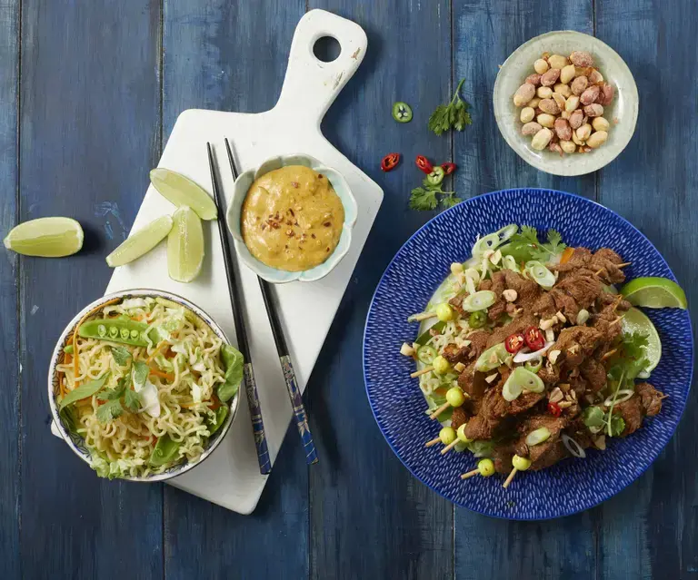 Beef Satay Skewers With Peanut Sauce