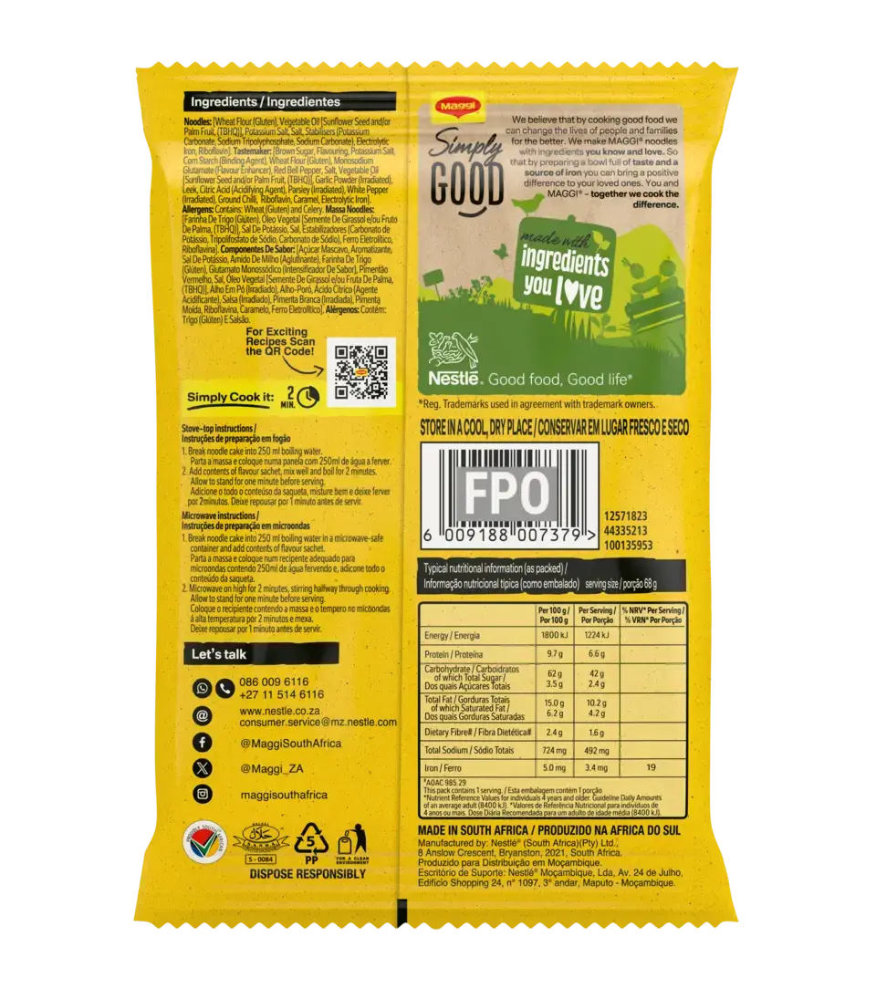 MAGGI 2 MInute Noodles - Chicken 68g - back