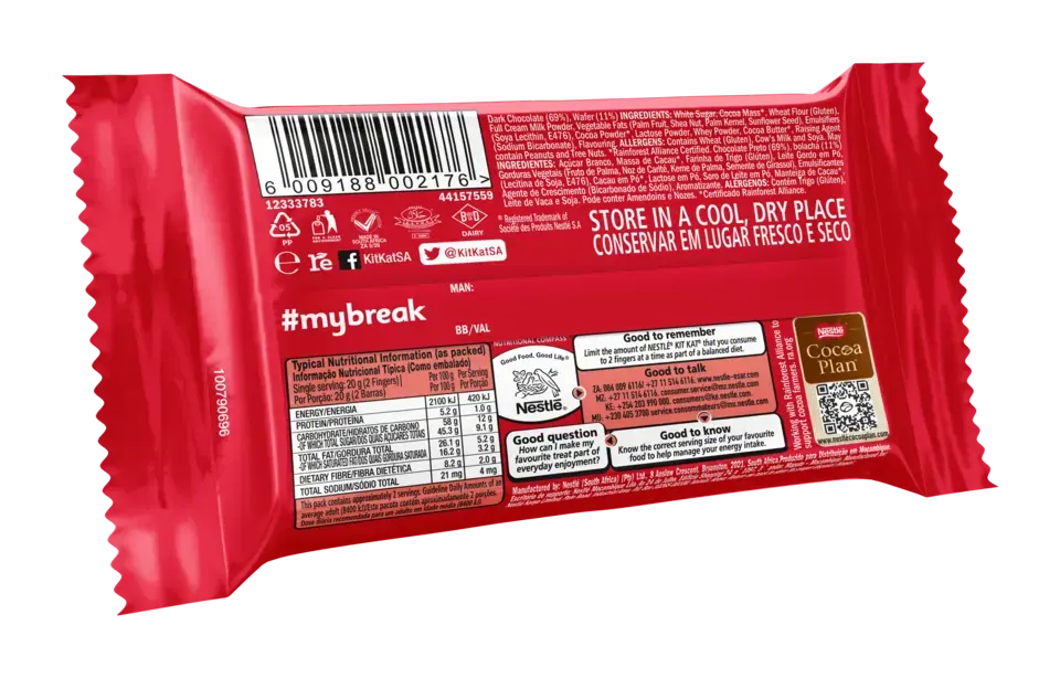 KitKat 4 Finger Dark Chocolate Bar 41.5g - back