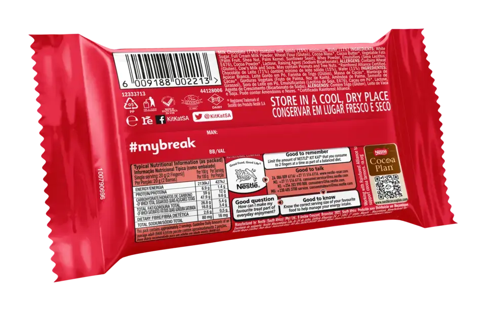 KitKat 4 Finger Milk Chocolate Bar 41.5g - back