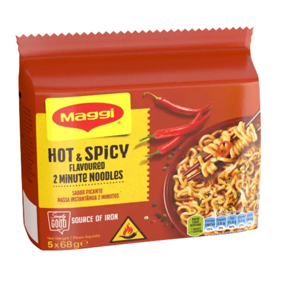 MAGGI 2-Minute Noodles,Hot &amp;Spicy 5 x 68g 2