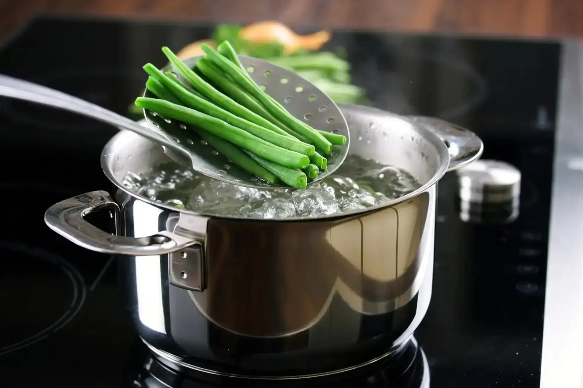 Blanching string beans