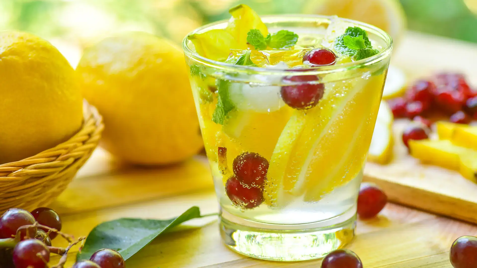 Lemon, Grape, and Rosemary Flavored Water