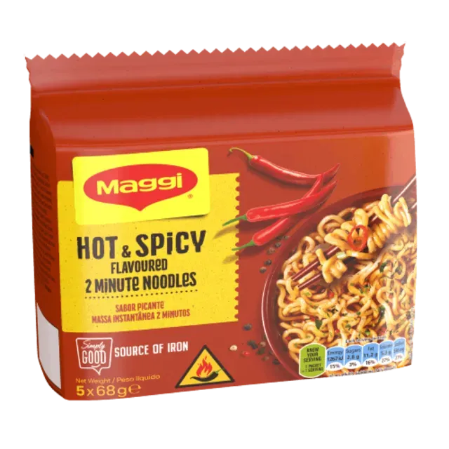 MAGGI 2-Minute Noodles,Hot &Spicy 5 x 68g 2