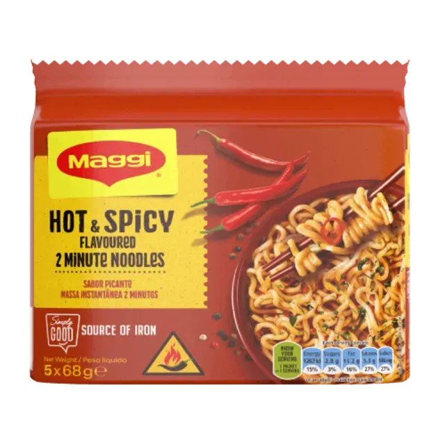 MAGGI 2-Minute Noodles,Hot &Spicy 5 x 68g