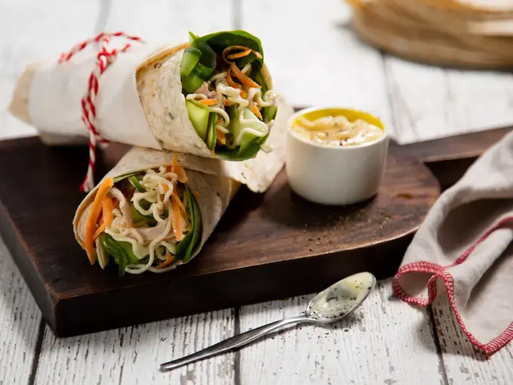 Creamy chicken noodle wraps