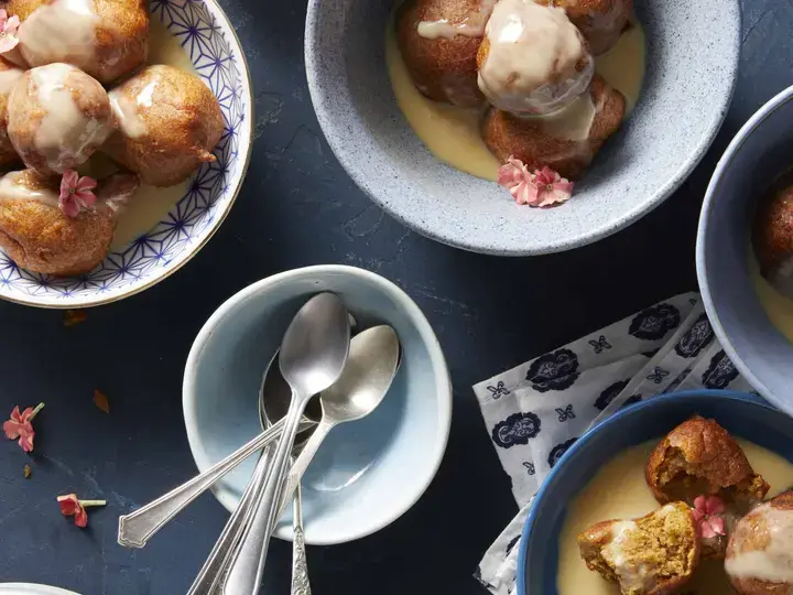 Pumpkin Vetkoek with Caramel Sauce