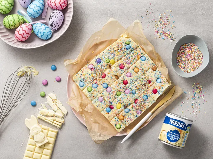 Lemon and White Chocolate Funfetti Easter Fudge