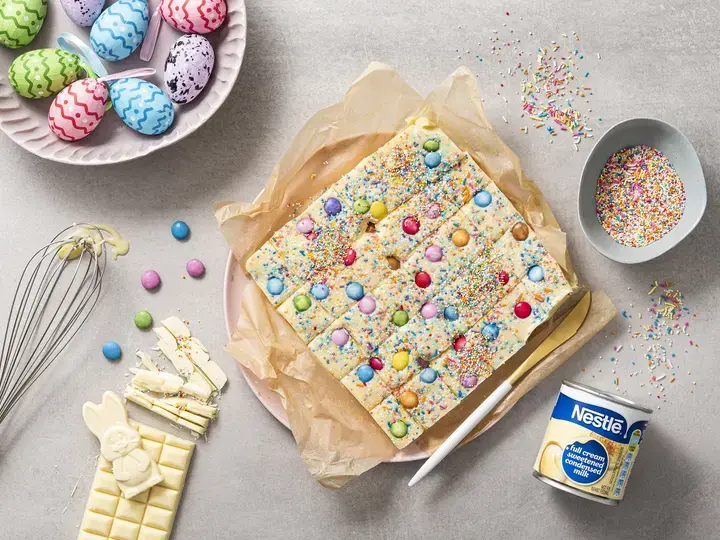 Lemon and White Chocolate Funfetti Easter Fudge