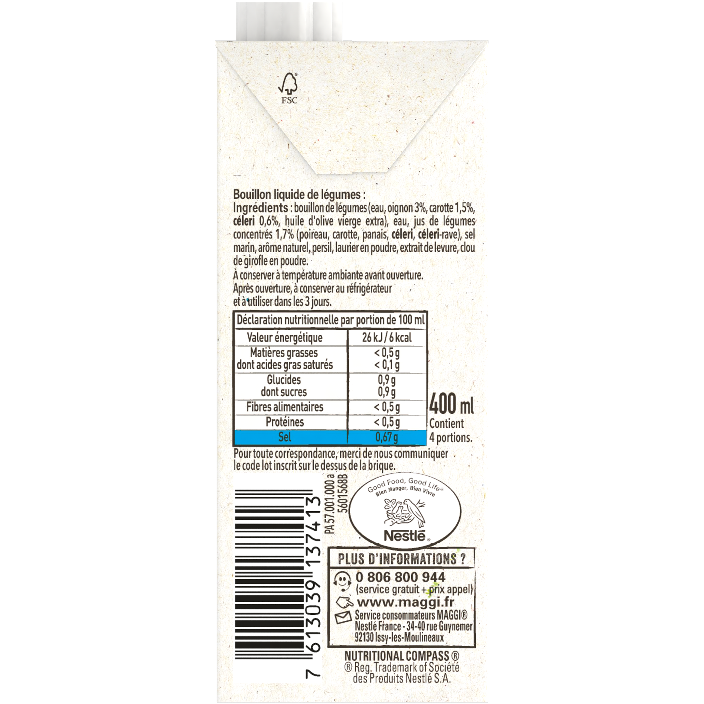 MAGGI Marché du Jour Le Bouillon Liquide Légumes du Marché 400ml