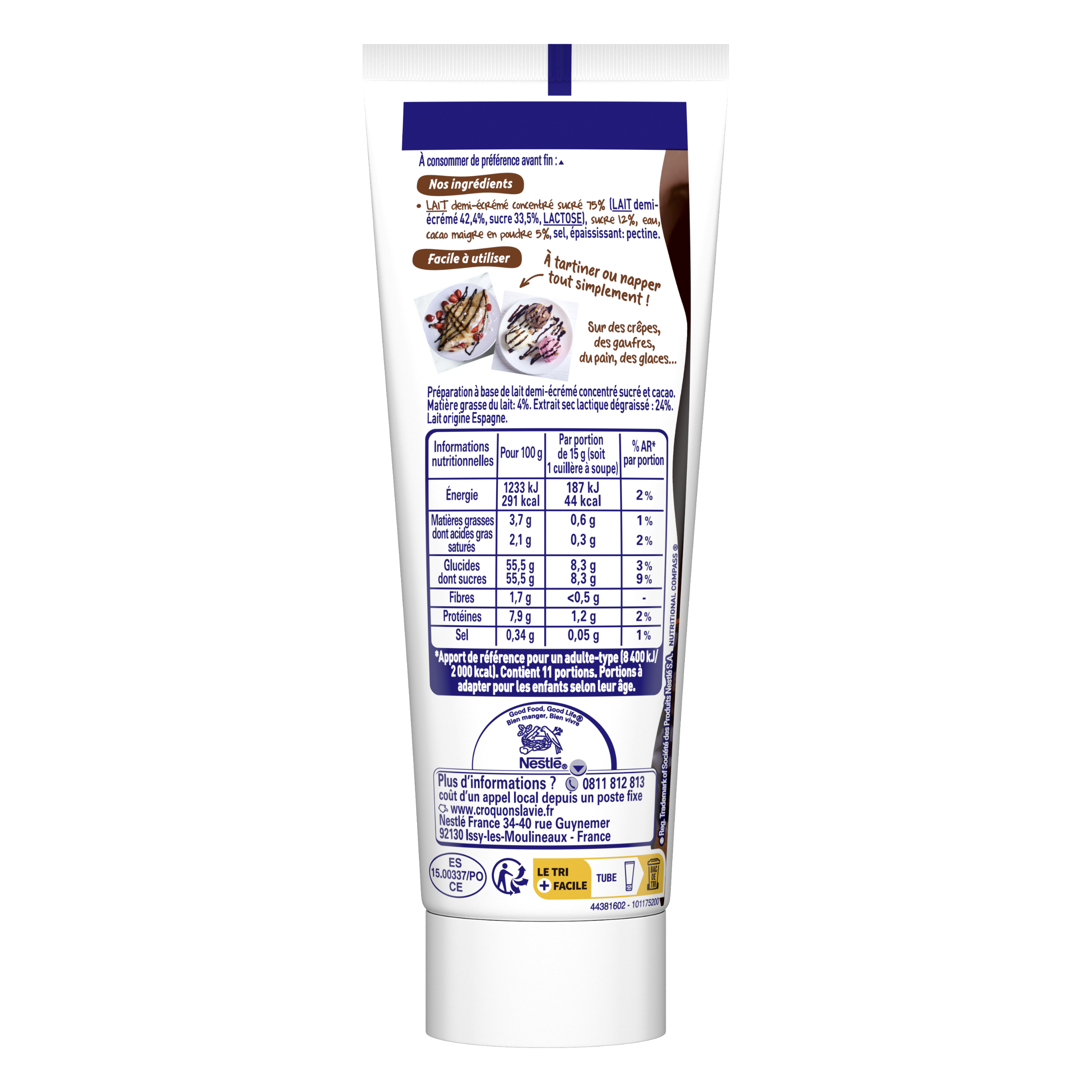 NESTLE® Lait Concentré Sucré Goût Chocolat Tube 165g