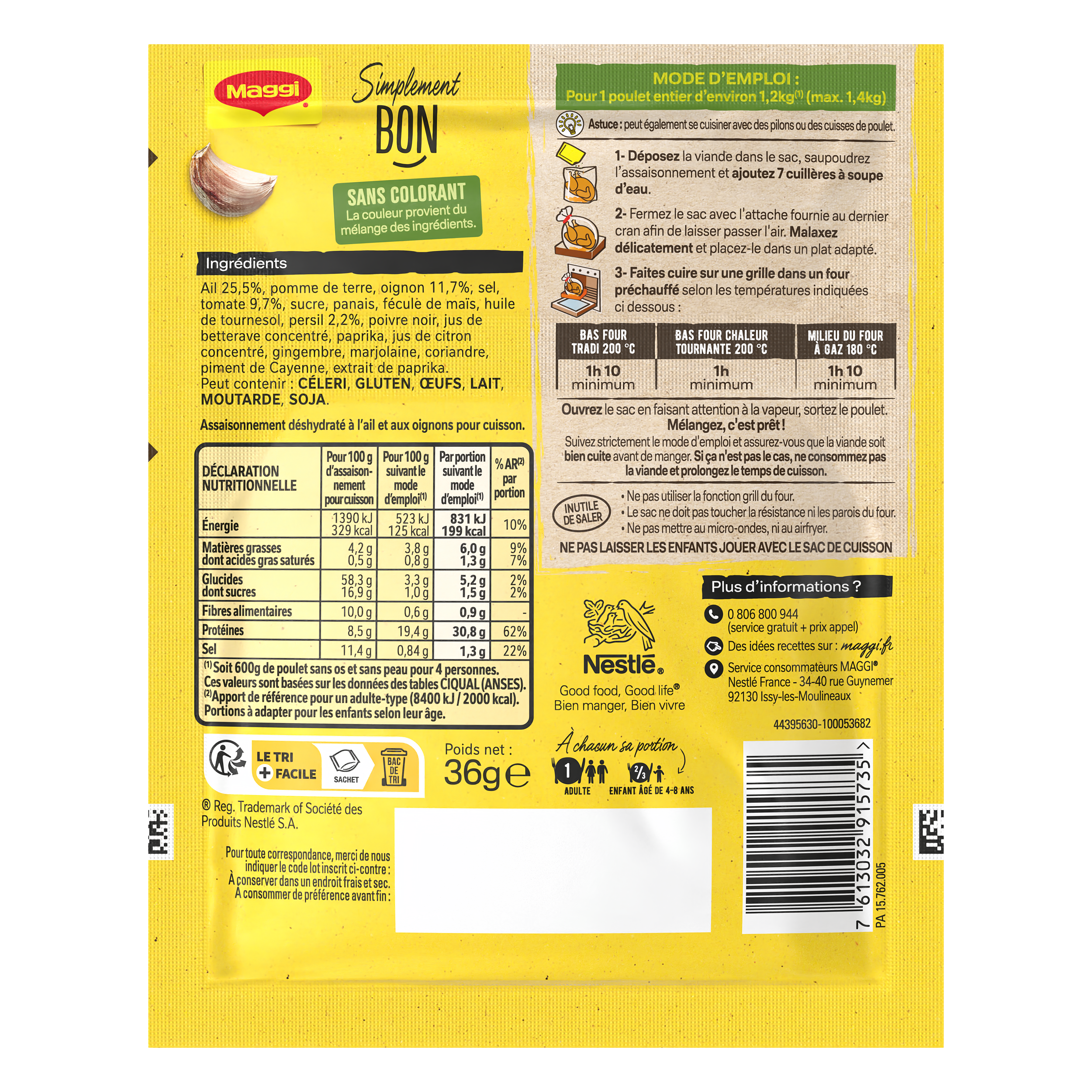 MAGGI Papillotes Poulet Ail Oignon 36g