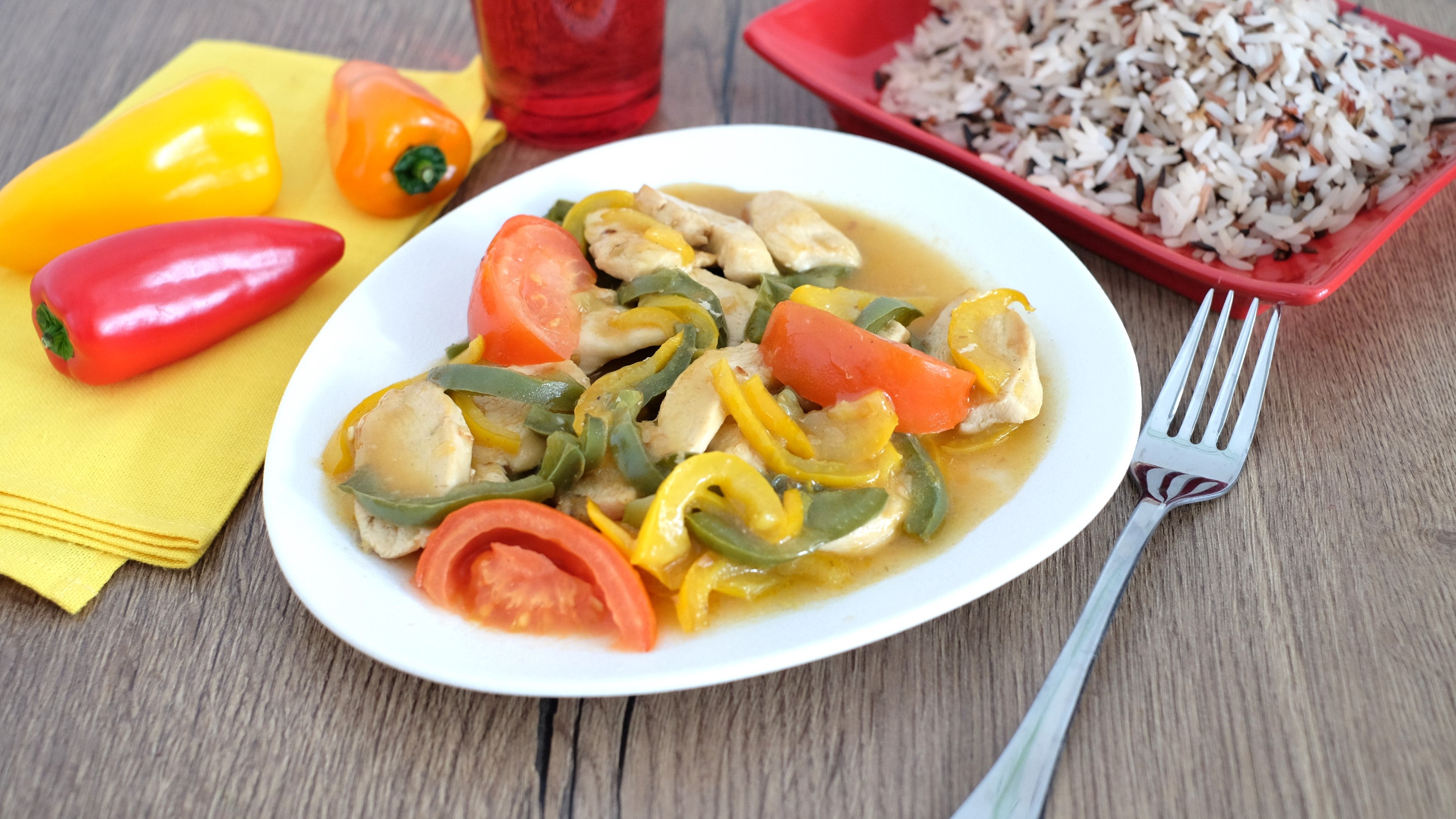 Emincés de poulet aux poivrons