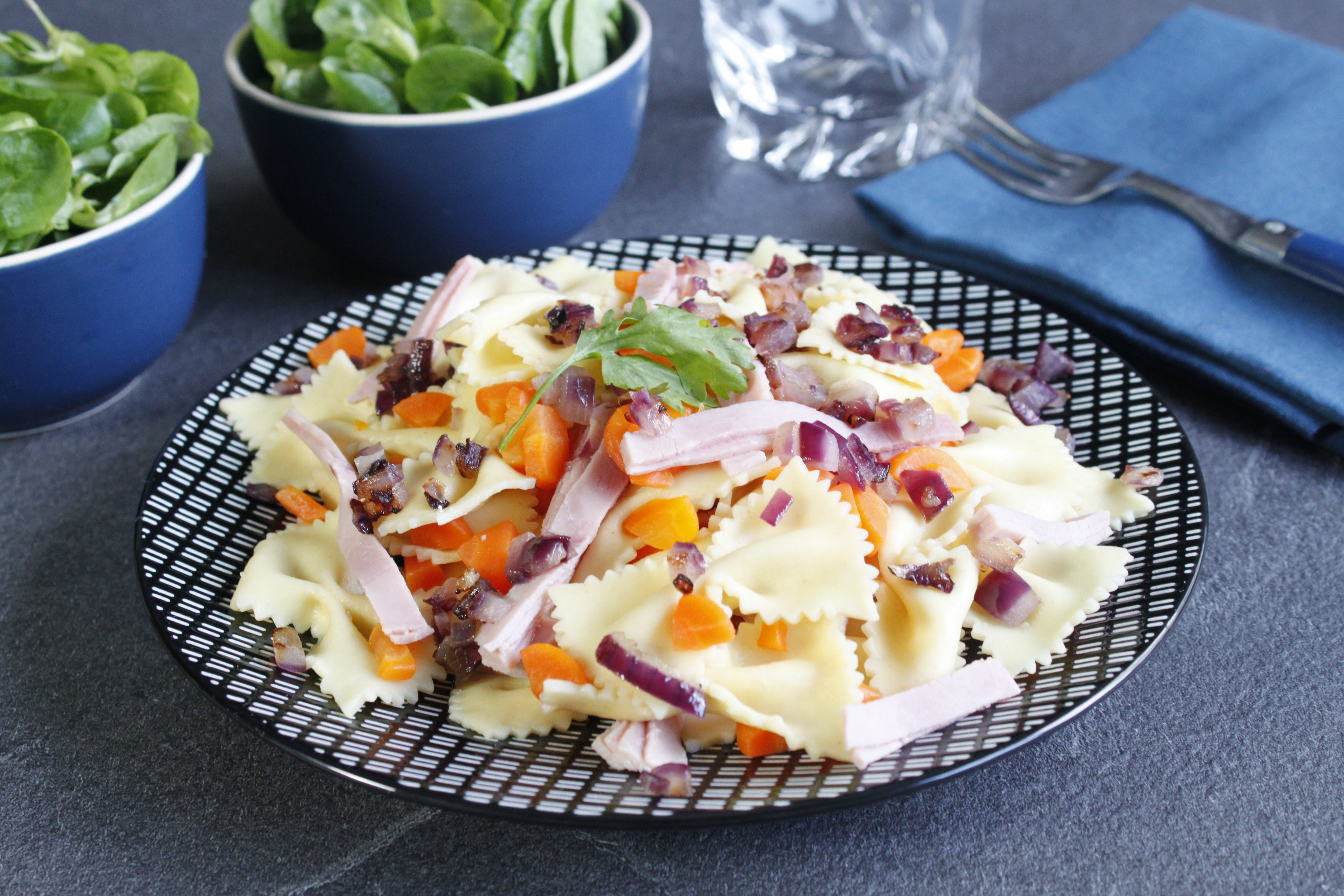 Farfalle jambon et petits légumes