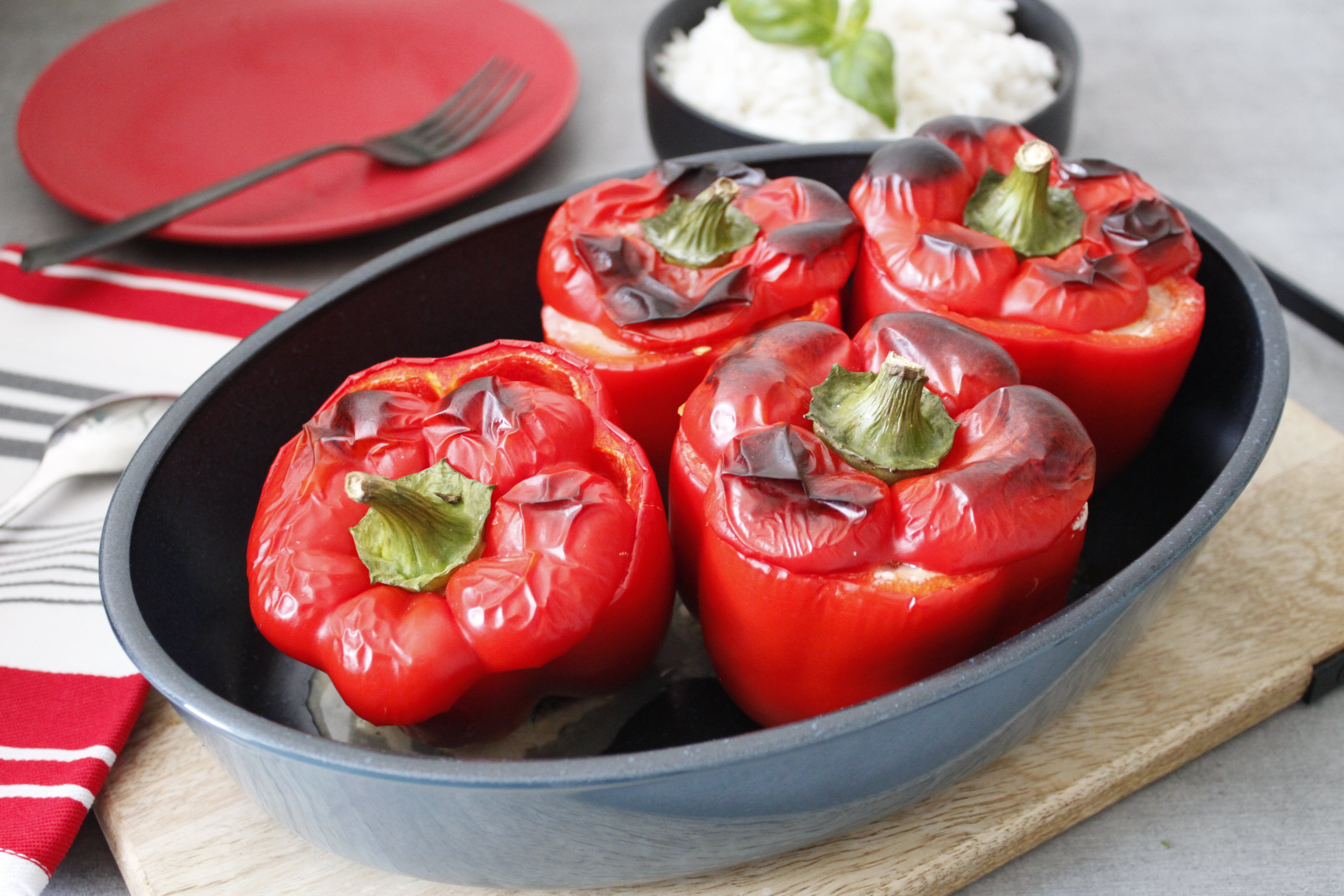 Poivrons farcis au thym et à la mozzarella