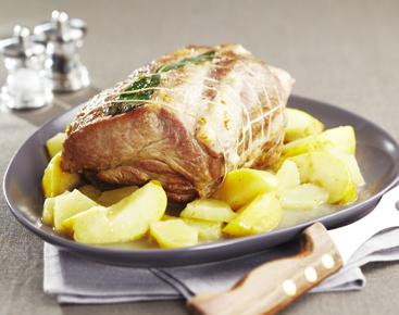Rôti de porc aux pommes et à l'ananas