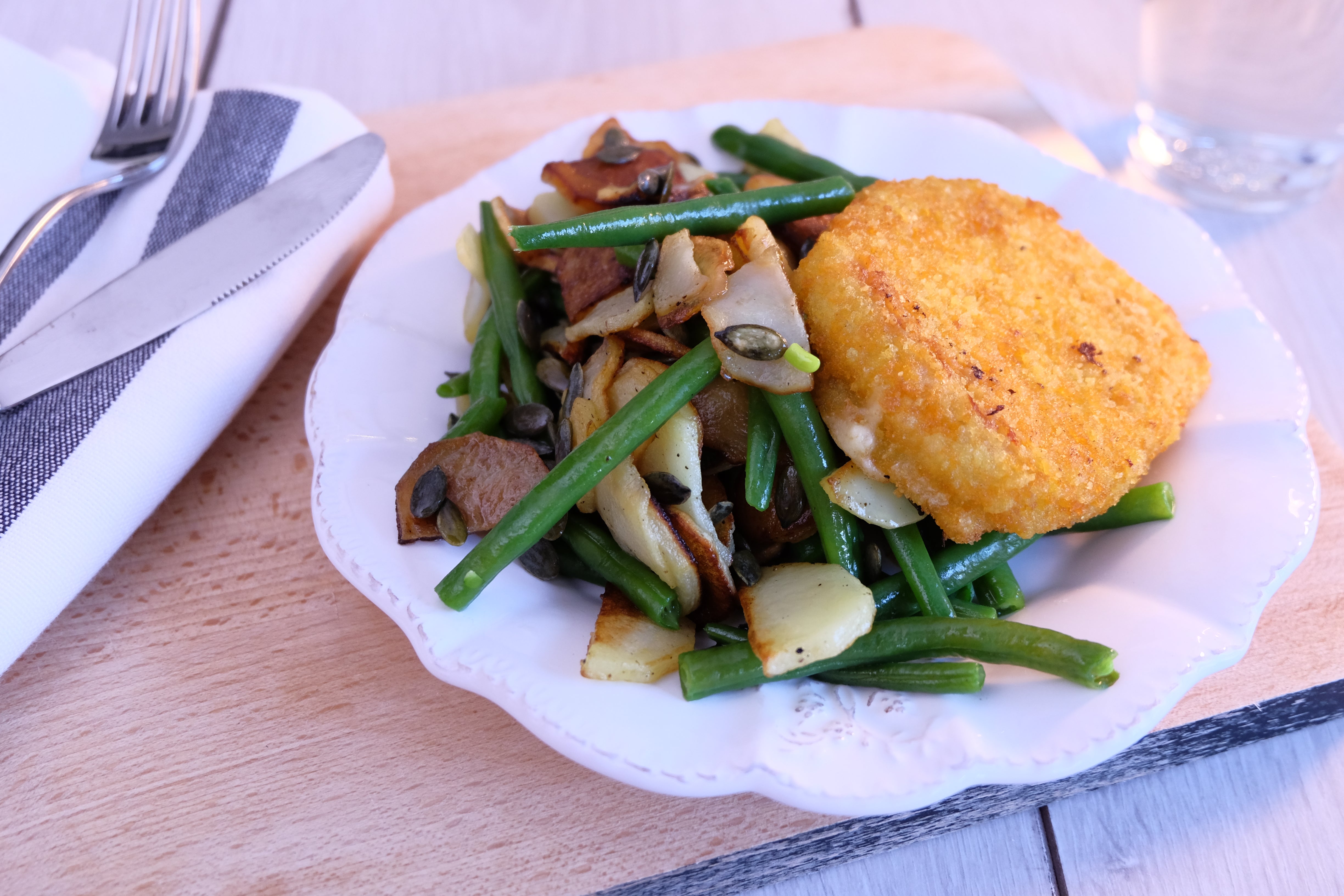 Pavé gourmand fromage et poelée de légumes