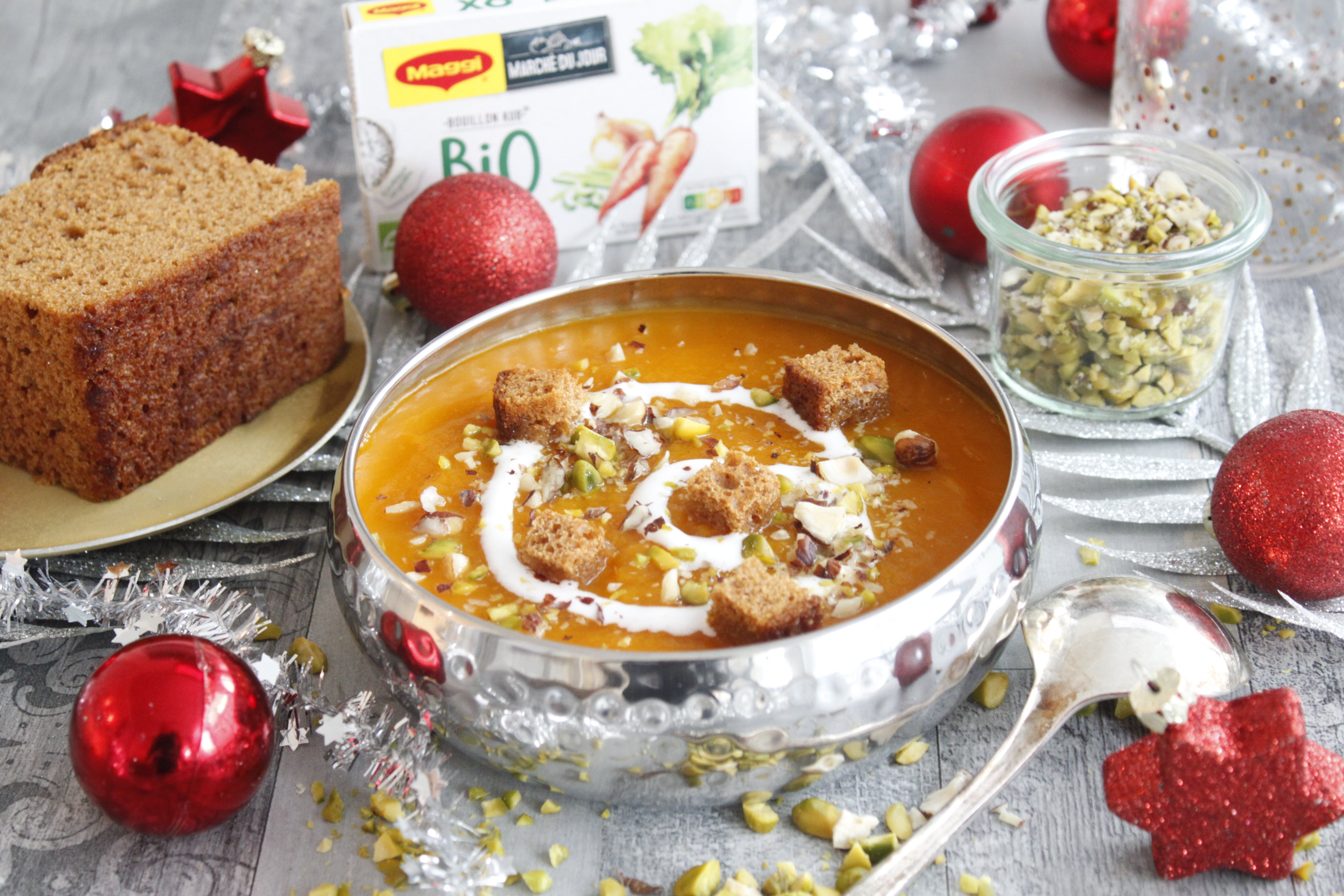 Soupe de butternut au pain d'épices