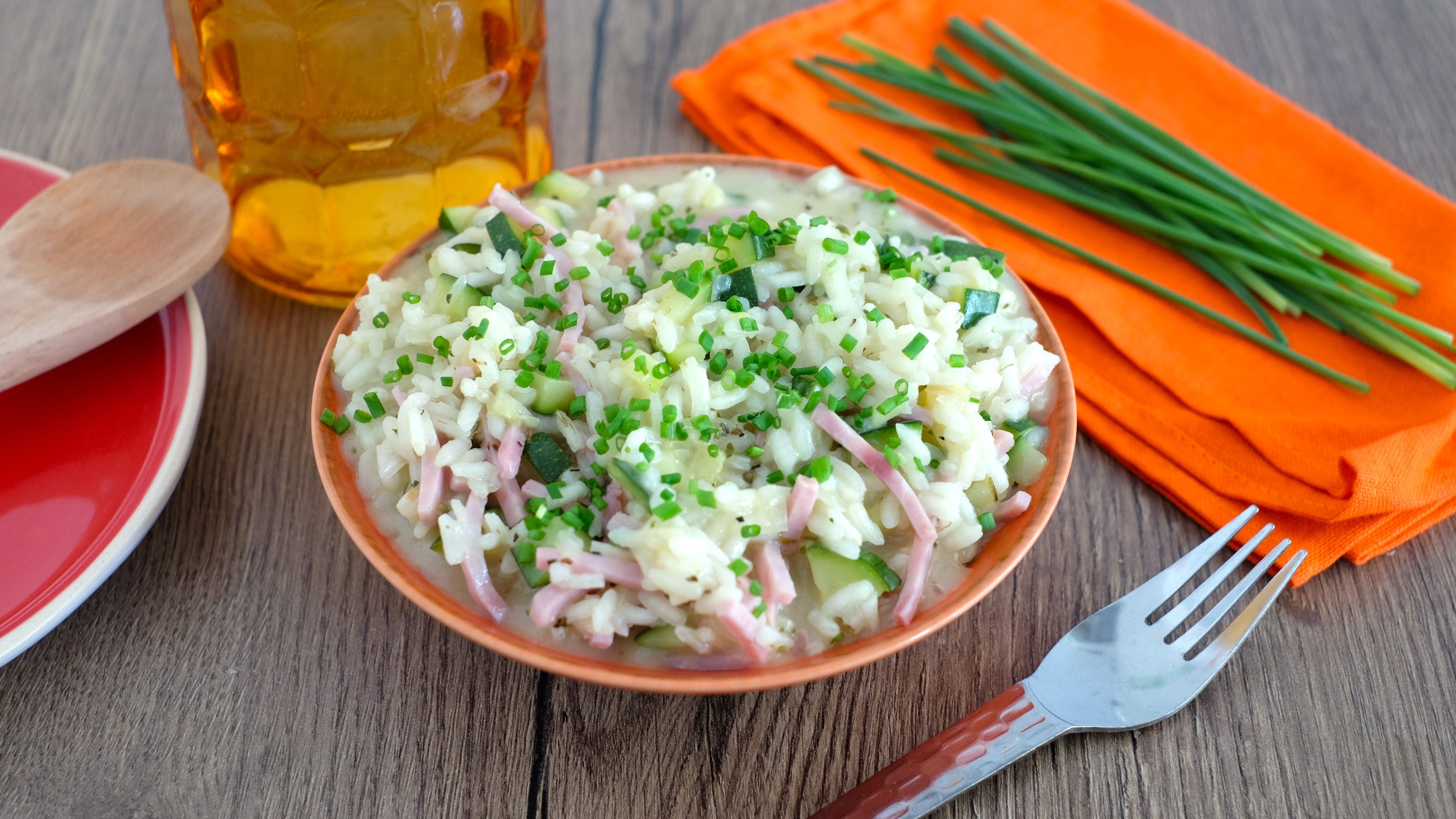 Risotto au jambonet courgettes