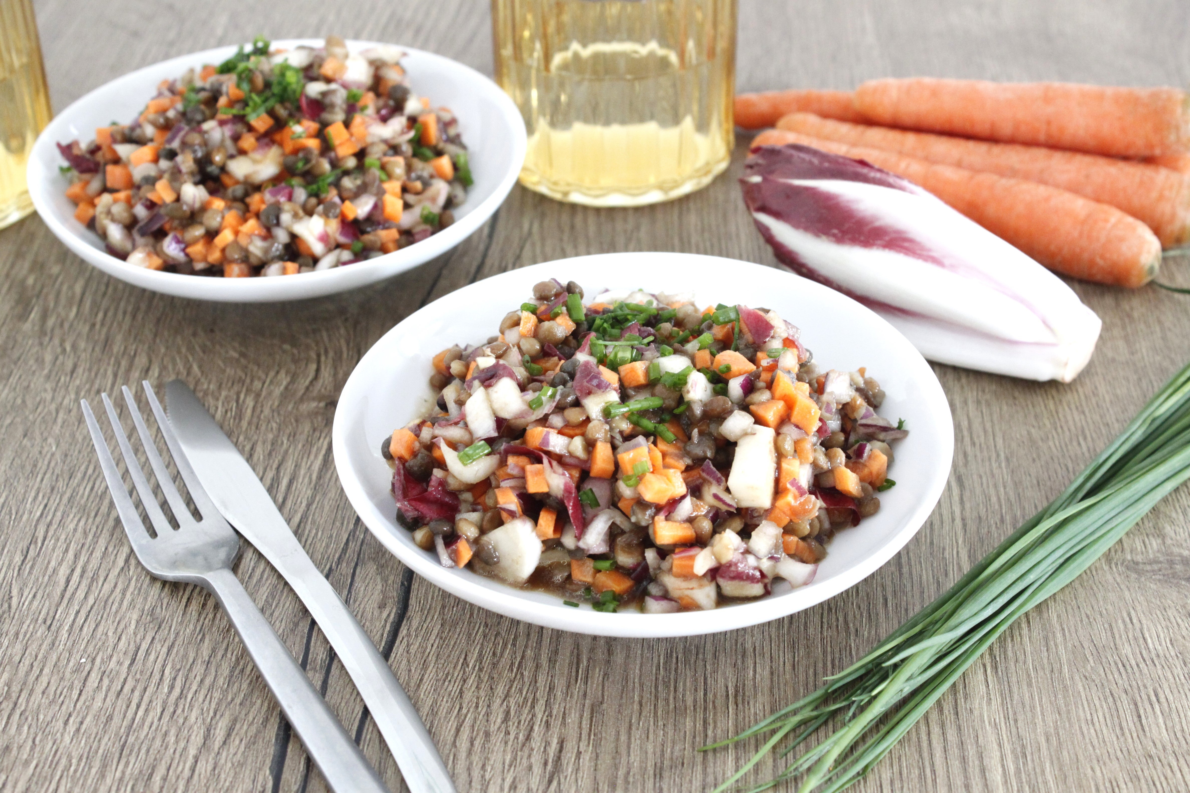 Salade de lentilles aux légumes croquants