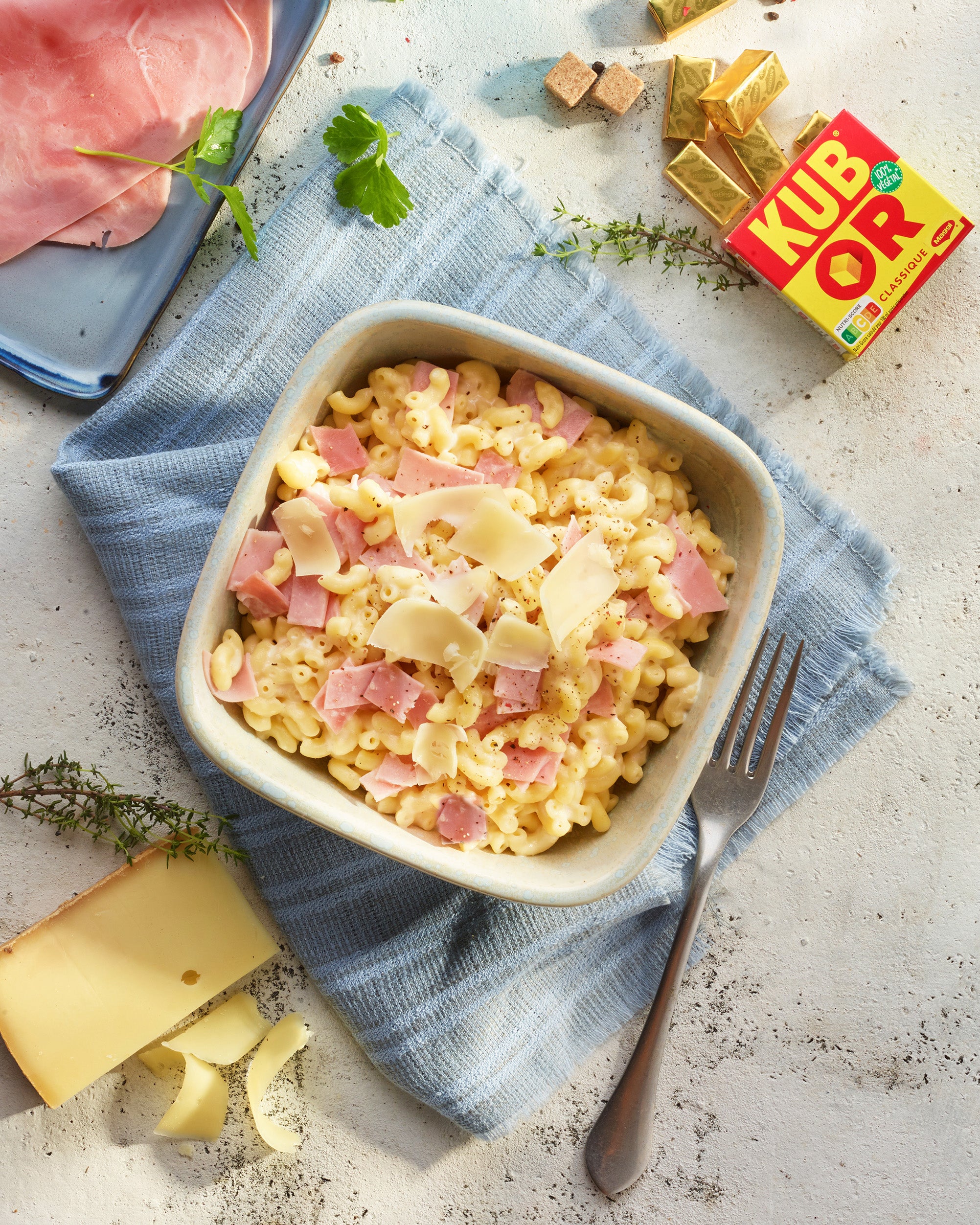Coquillettes au jambon façon risotto