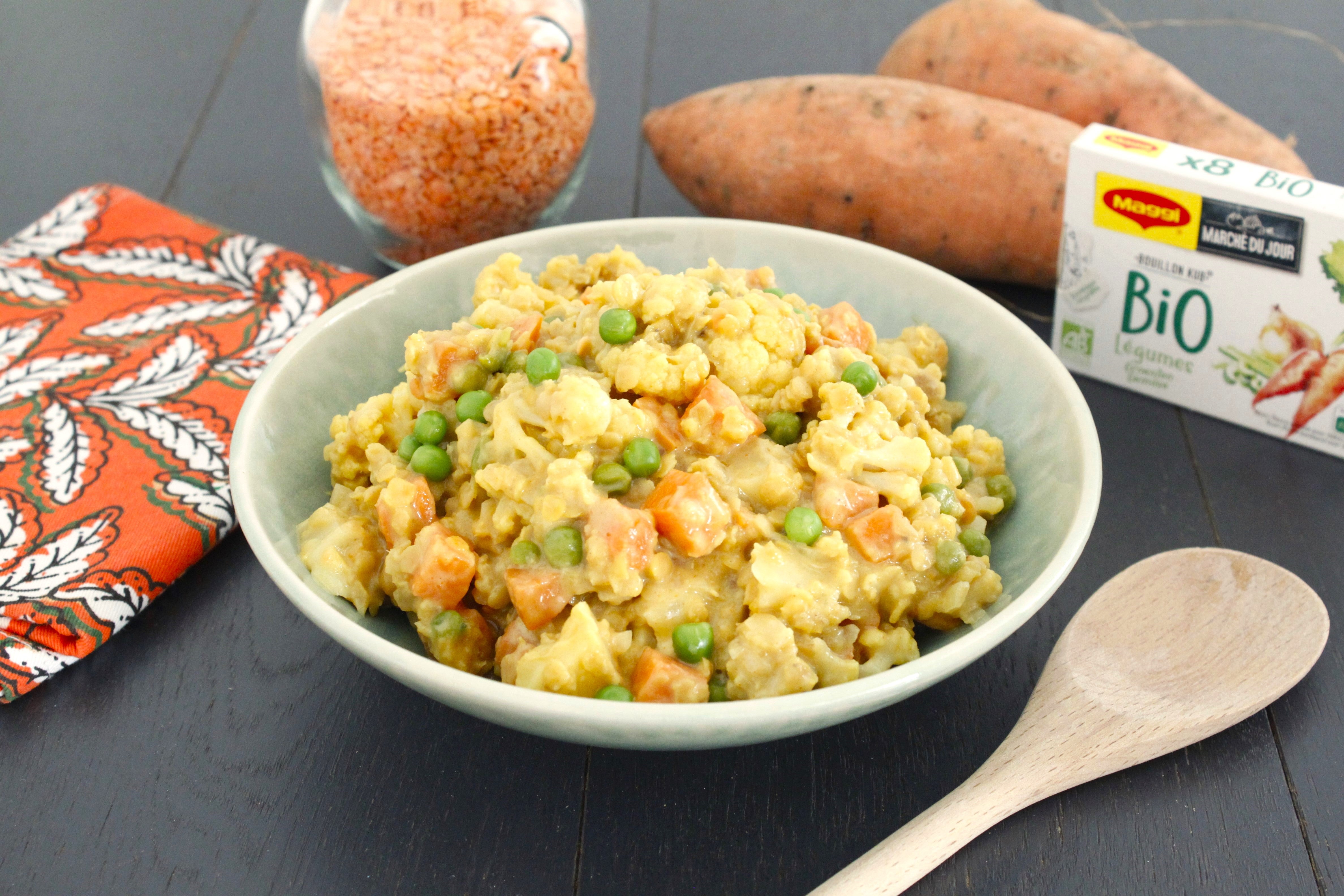 Dahl lentilles chou fleur patate douce