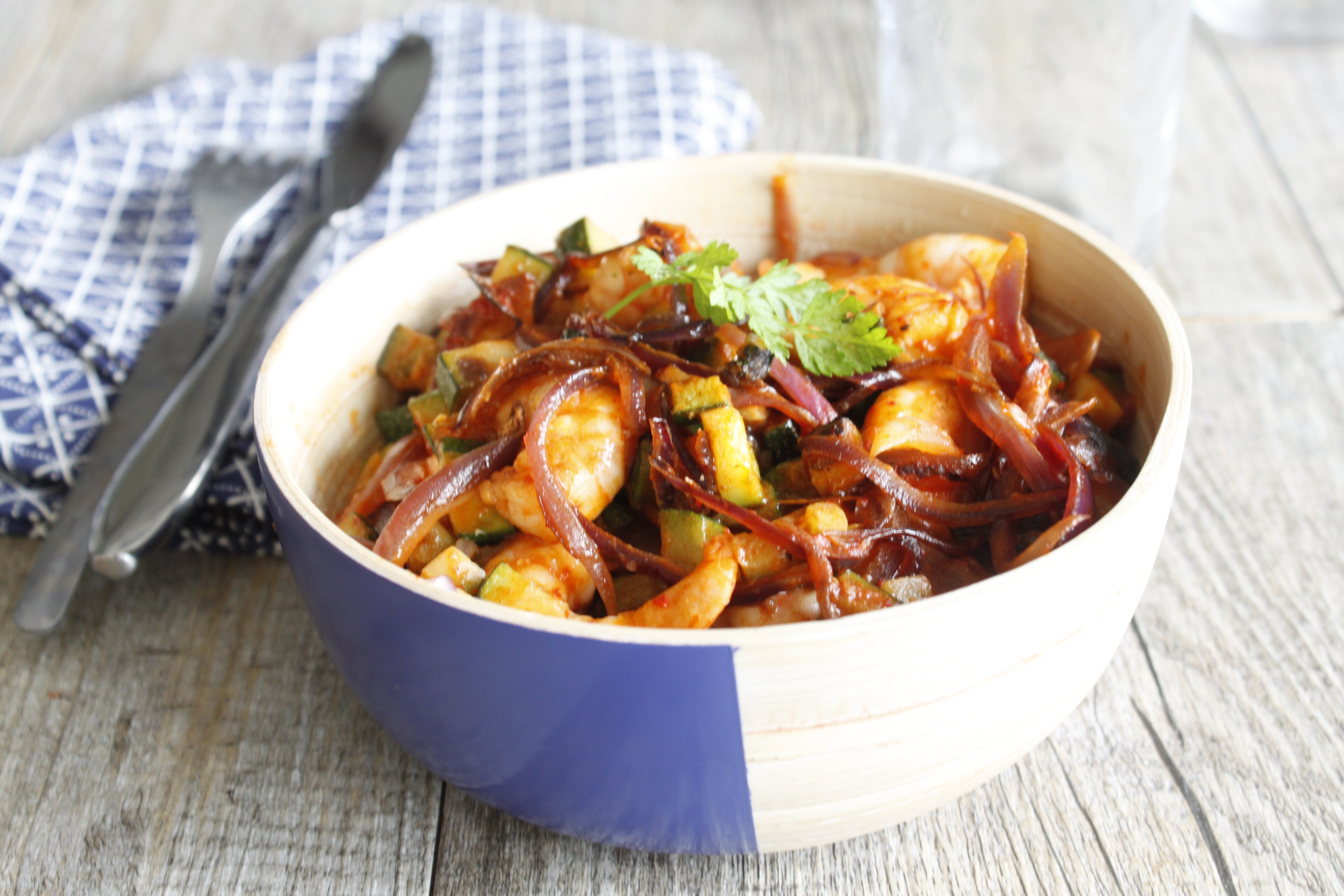 Crevettes sauce piquante