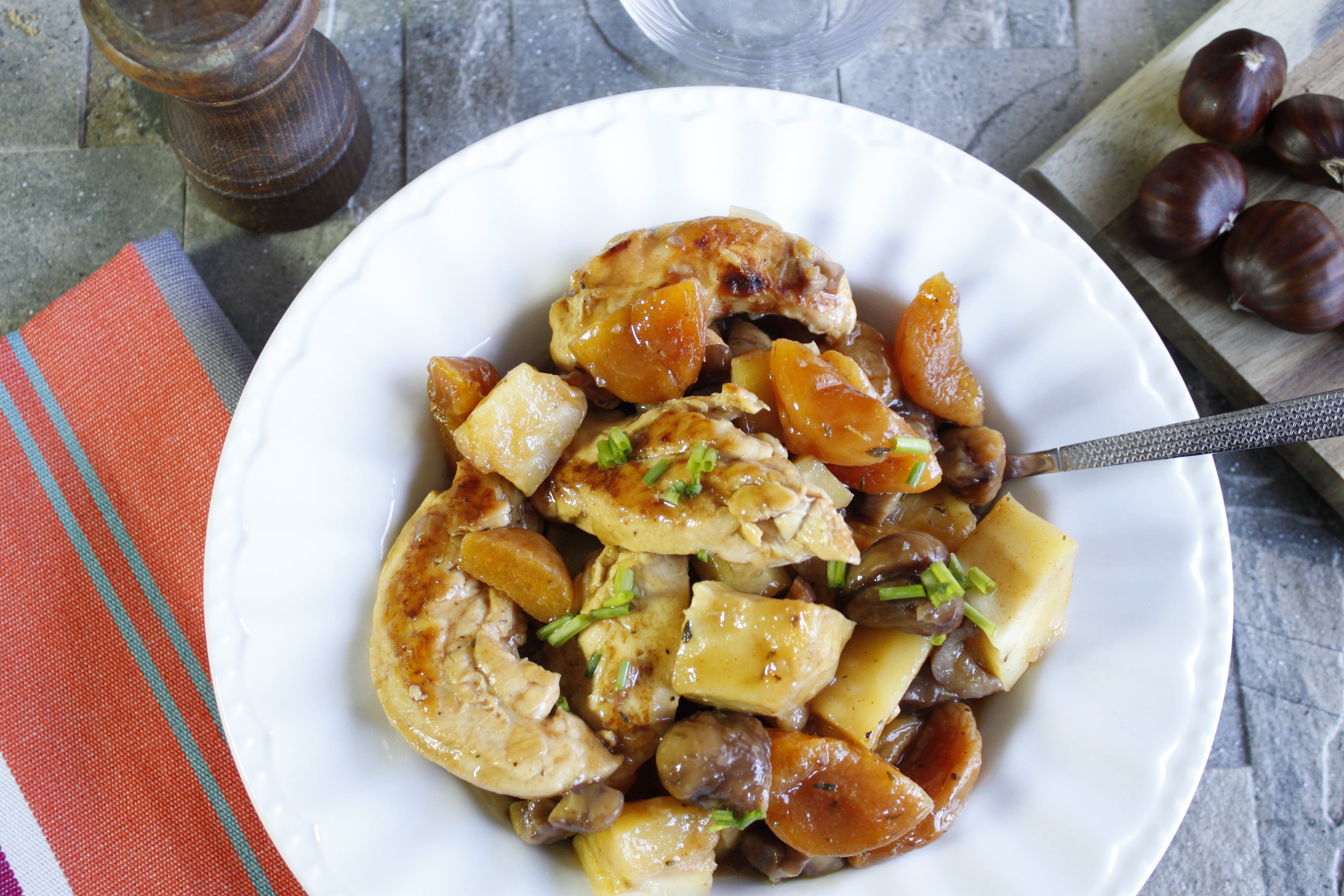 Poulet aux marrons et abricots Cookeo