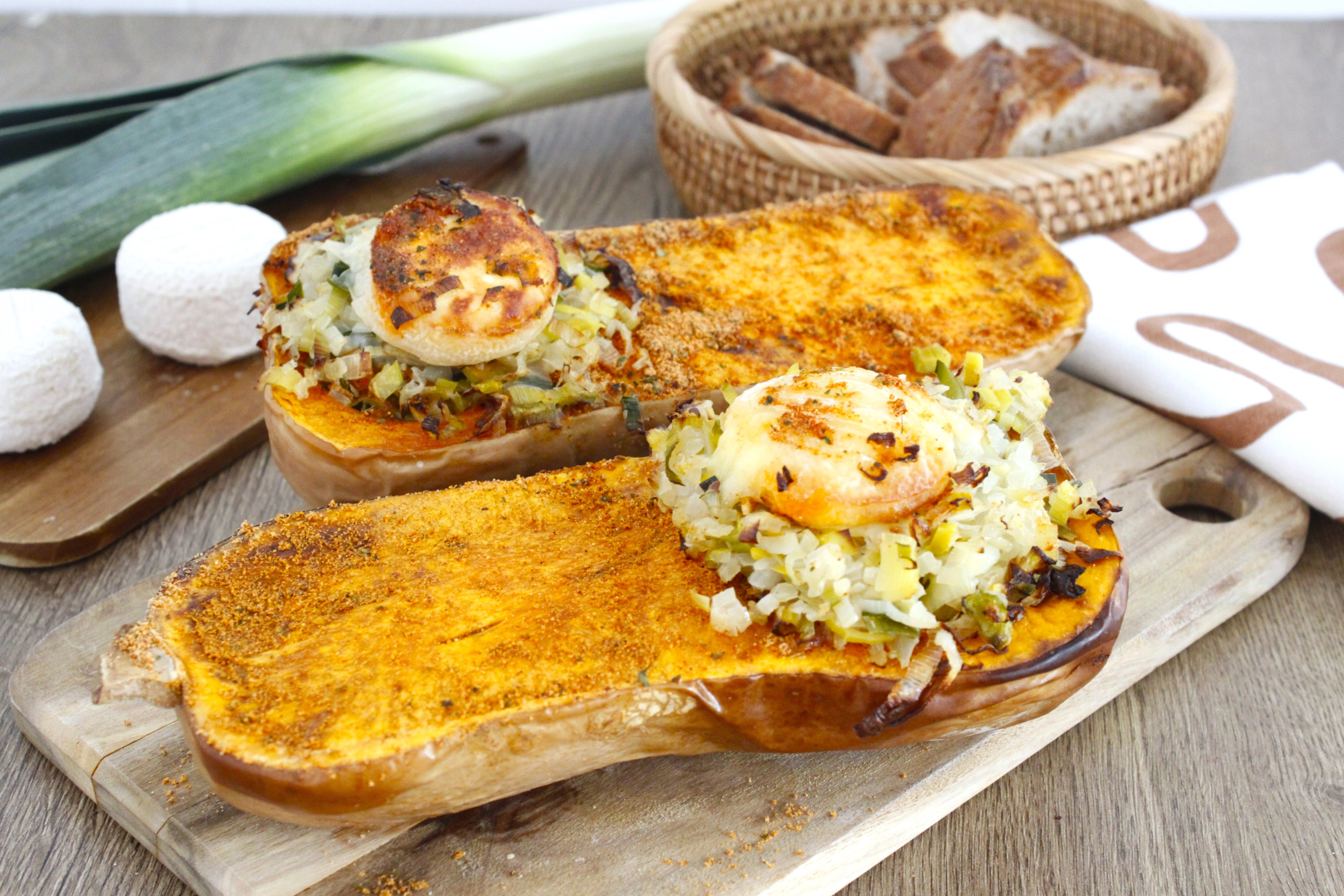 Butternut rôti au poireau et chèvre au air fryer
