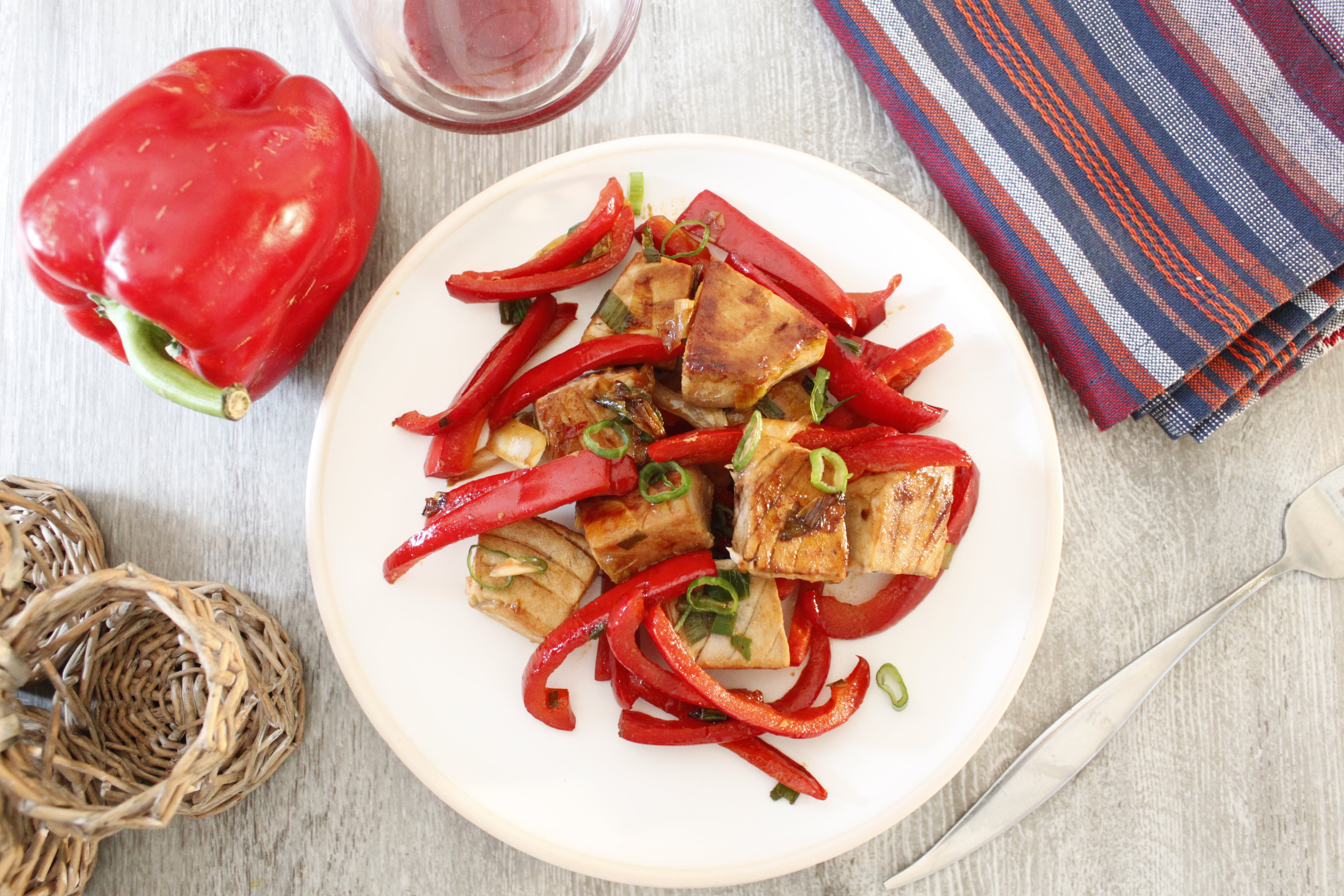 Wok de thon aux poivrons Actifry