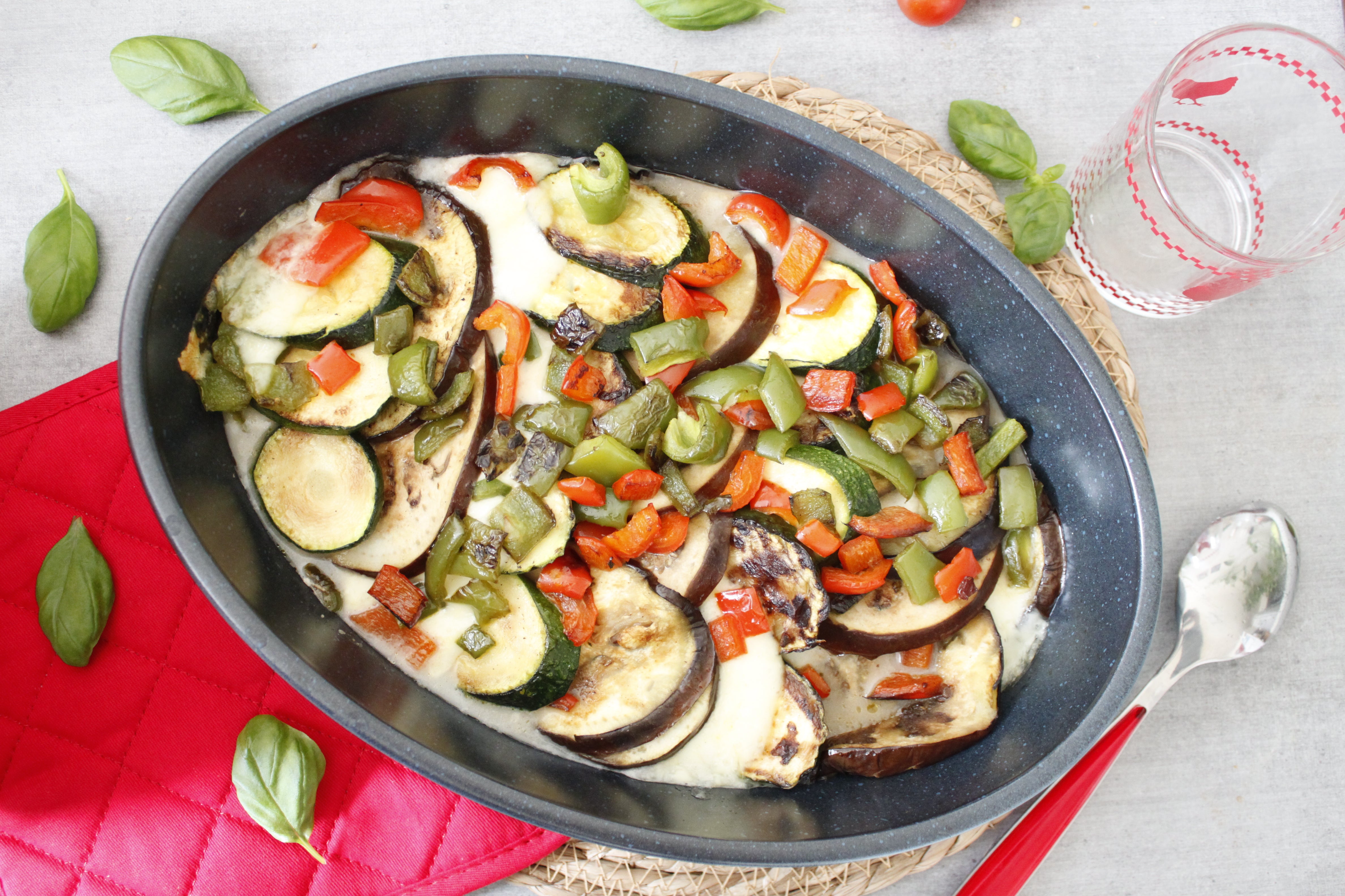 Tian de courgettes, aubergines et poivron