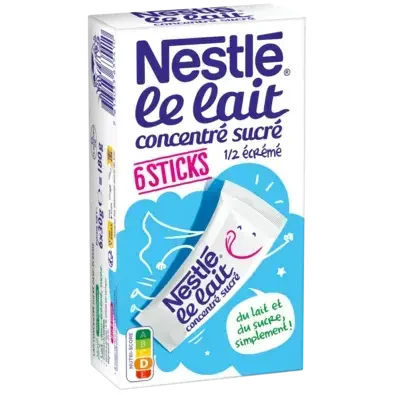 NESTLE Lait Concentré Sucré lait demi écrémé 6 sticks de 30g