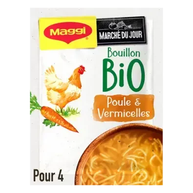 MAGGI Bio Soup Bouillon Chicken Vermicelli Sachet 10x65g FR