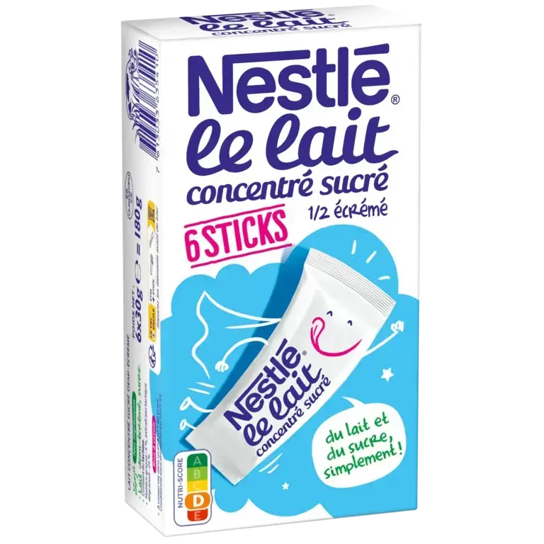 NESTLE Lait Concentré Sucré lait demi écrémé 6 sticks de 30g