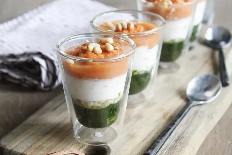 Verrine épinards mascarpone tomates