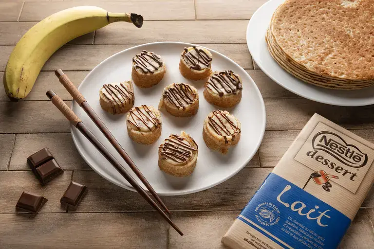 Makis banane et chocolat au lait