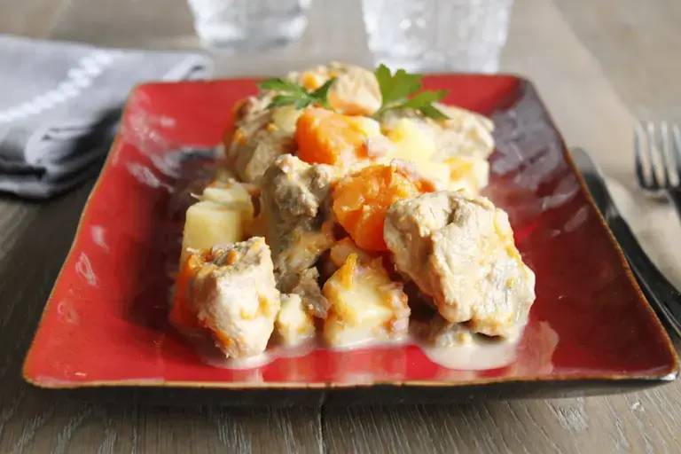 Sauté de porc potiron lardons panais