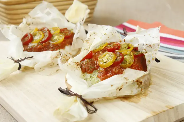 Papillote de cabillaud aux tomates ail et persil