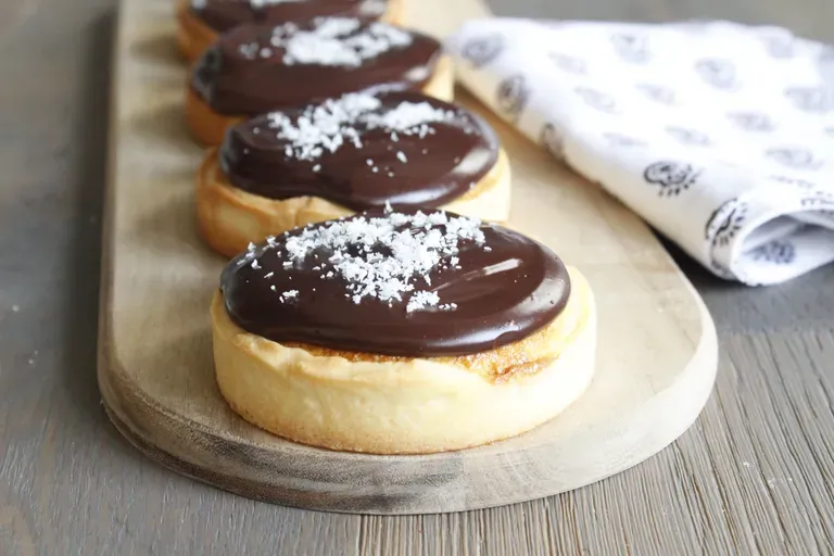 Tartelette flan coco ganache chocolat