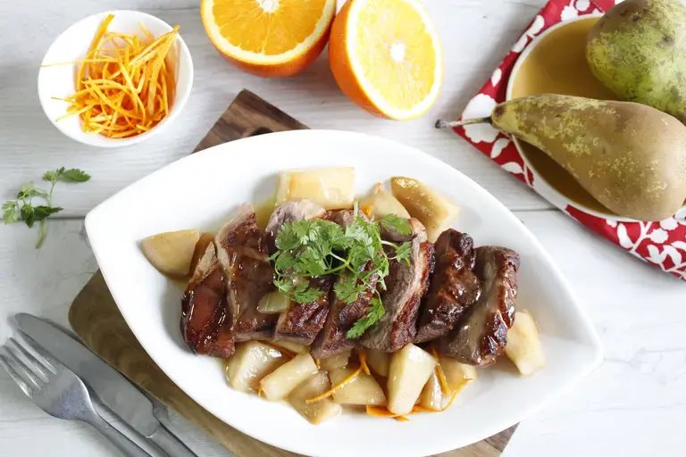 Magrets de canard aux poires