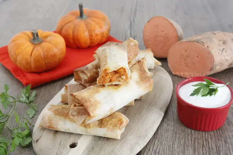 Nems potiron patate douce et sauce au skyr