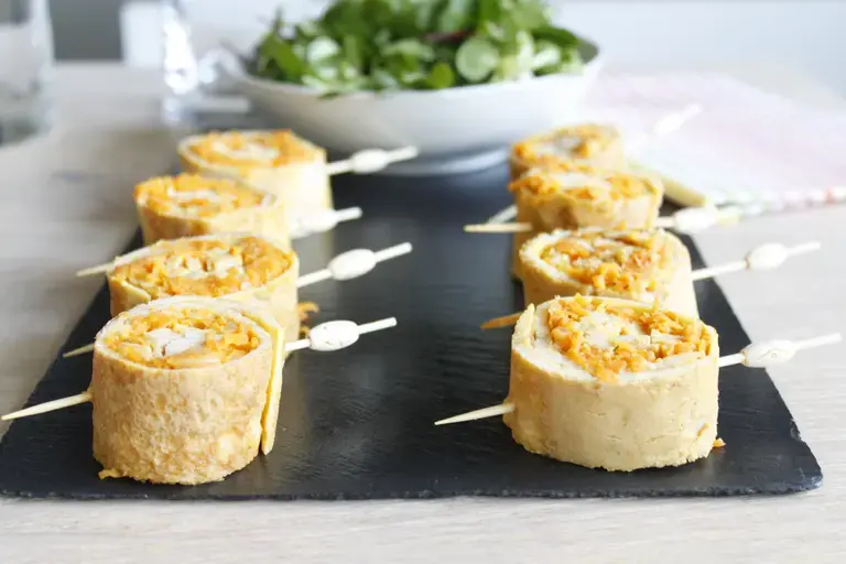 Rouleaux d'omelette carottes chèvre frais