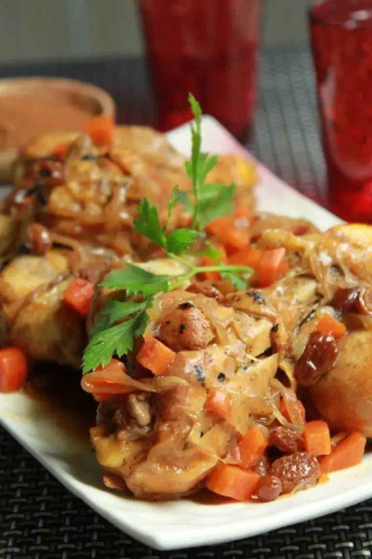 Poulet aux épices et oignons confits