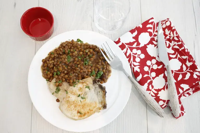 Poêlée de porc aux lentilles